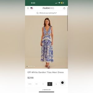 Farm Rio Off-White Garden Tiles Maxi Dress. XXS